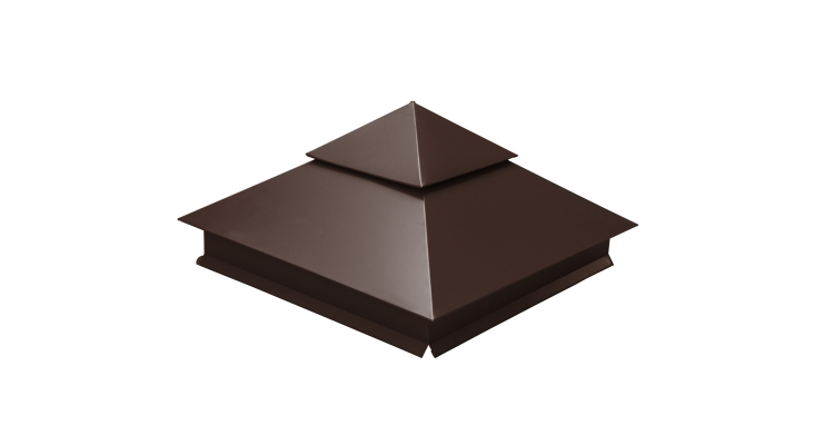 Колпак на столб двойной 390х390мм 0,45 PE с пленкой RAL 8017 шоколад