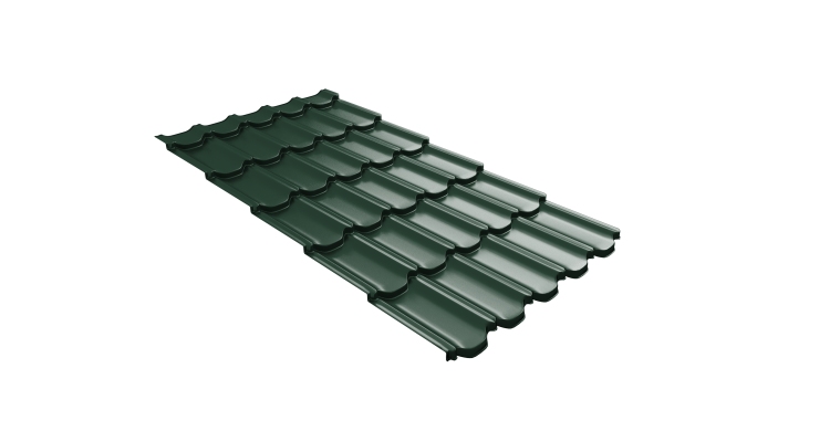 Металлочерепица  квинта плюс Grand Line c 3D резом 0,5 Satin Matt RAL 6005 зеленый мох